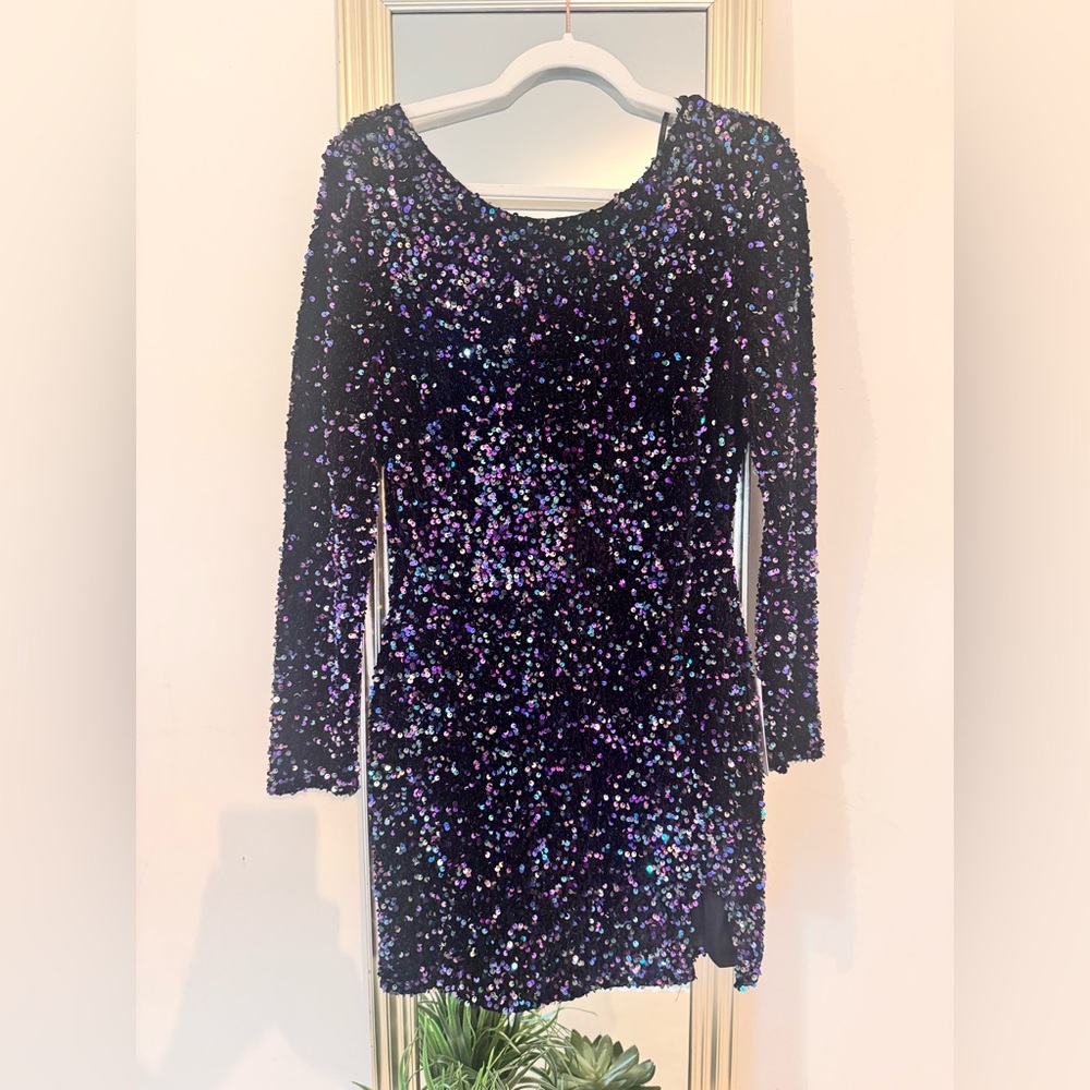 Elegant Sequin Purple Dress
